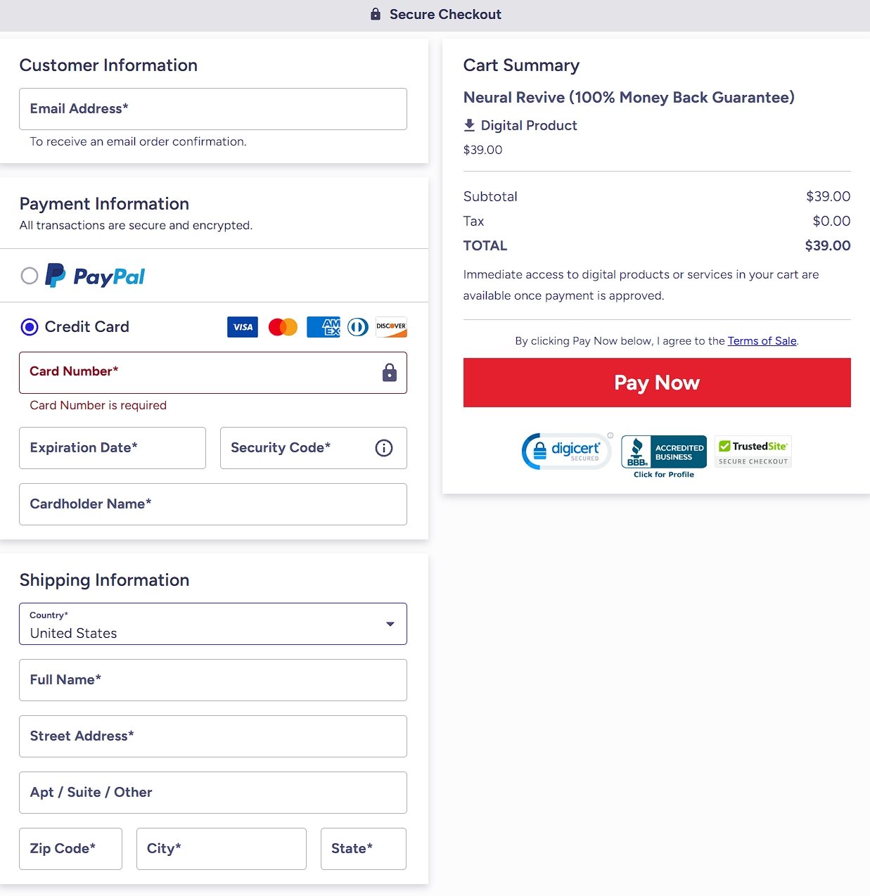 official neural revive checkout page